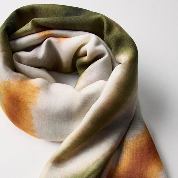 ZARA Women's Silk Blend of The Dye Printed Scarf(Muticolor, Size:M) - Picture 2 of 6